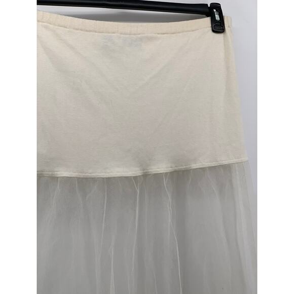 KAREN ALEXANDER Women's Cream Mesh Ruffle Midi Skirt SZ 8 - Picture 5 of 10